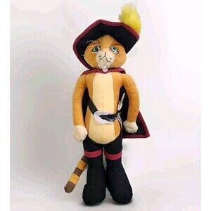 Shrek 2 Puss in Boots Stuffed Animal Plush (2004) by Nanco DreamWorks Orange Cat